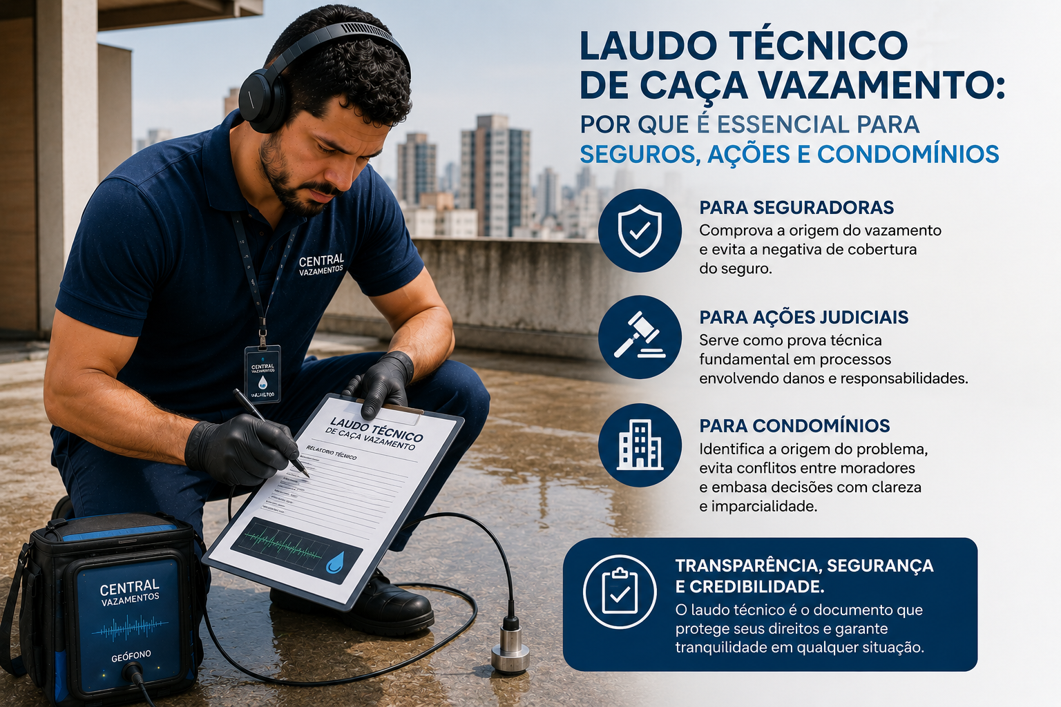 Laudo Técnico de Caça Vazamento: Por que é Essencial para Seguros, Ações e Condomínios